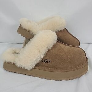 NEW UGG Women's Disquette Platform Slippers Chestnut Sz 10